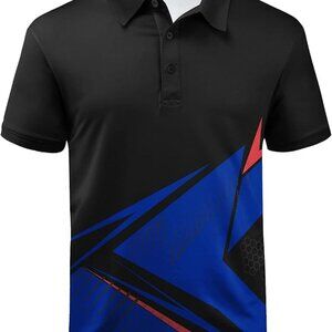 Men's Print Golf Polo Shirts Short Sleeve Casual Performance Lightweight Tennis